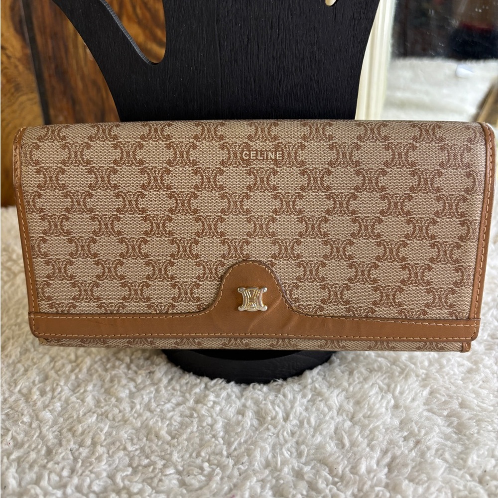 Celine Macadam Monogram Flap Kisslock Long Wallet Purse in EUC - Picture 1 of 15